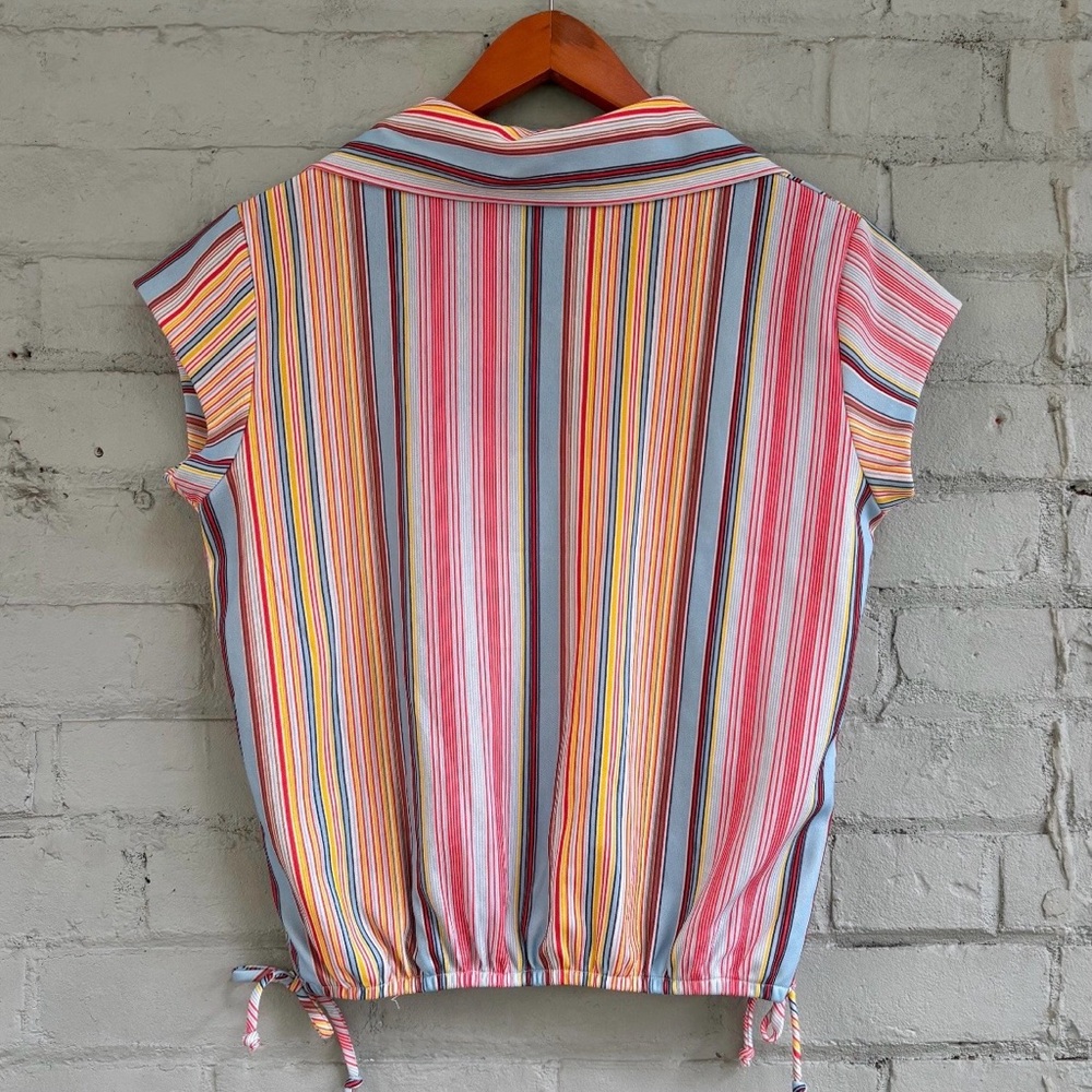 Vintage 70s Striped Multicolor Women's Top - Picture 5 of 9
